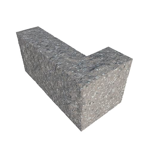 Сплитерный перегородочный Г-образный блок ССПГ 39 серый с мраморной крошкой