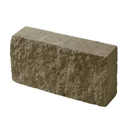 Кирпич полнотелый с двумя гранями колотой фактуры Besser темно-коричневый на сером цементе