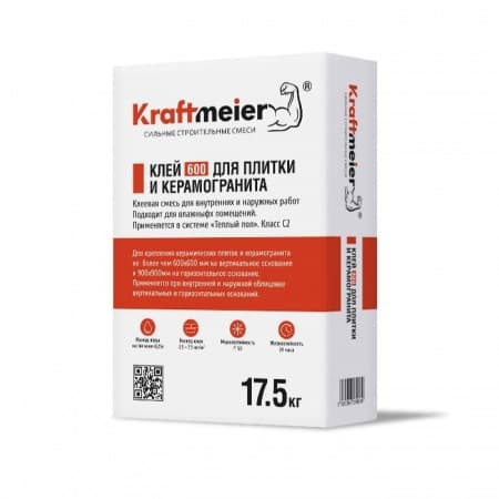 Клей для крупноформатной плитки и керамогранита Kraftmeier 600 — купить Сухие строительные смеси в Казани | Акост Трейд