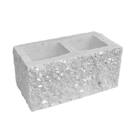 Блок пустотелый с гранью колотой фактуры Besser на сером цементе