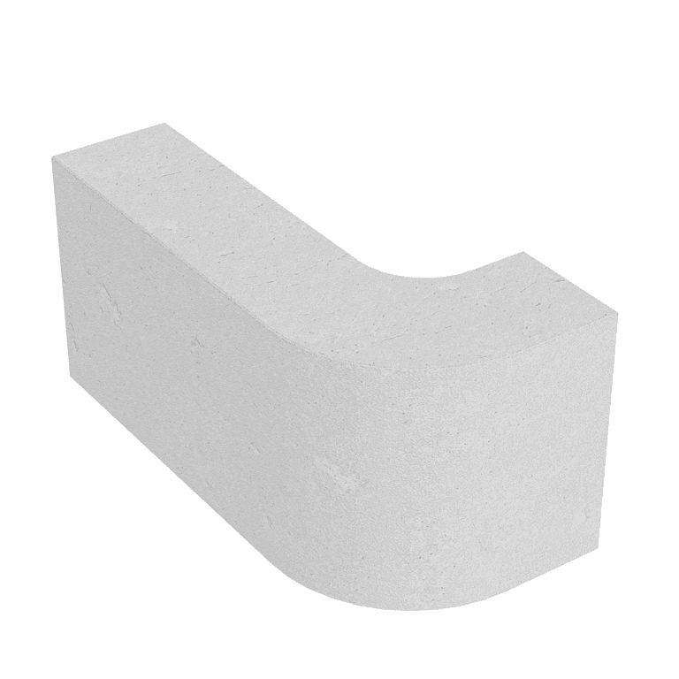 Перегородочный блок радиусный ПБР 39 белый цемент