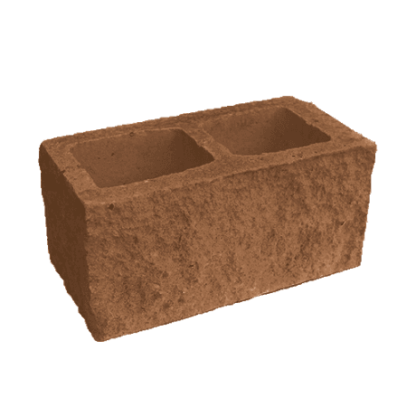 Блок пустотелый с гранью колотой фактуры Besser темно-коричневый на сером цементе