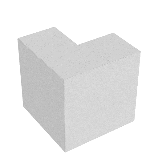 Перегородочный полублок Г-образный ПБГ 19 белый цемент