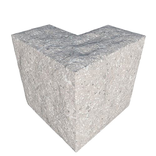 Сплитерный перегородочный Г-образный полублок ССПГ 19 белый цемент с мраморной крошкой