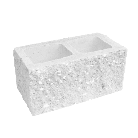 Блок пустотелый с гранью колотой фактуры Besser цветной на белом цементе