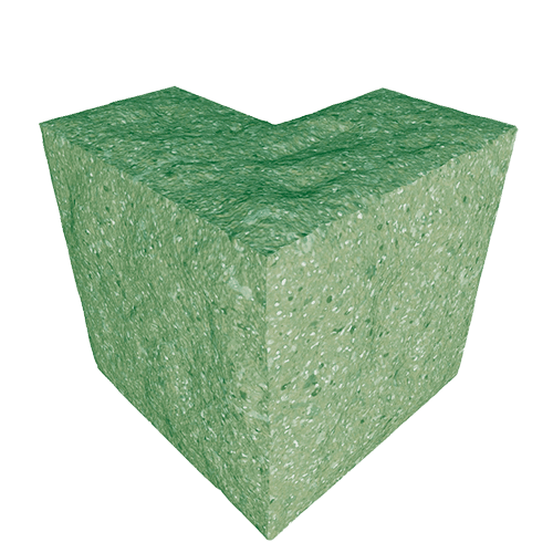 Сплитерный перегородочный Г-образный полублок ССПГ 19 зеленый с мраморной крошкой