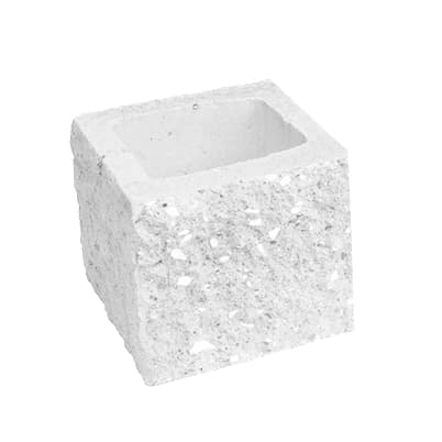 Сплитерный стеновой полублок угловой ССБУ 19 белый цемент с мраморной крошкой