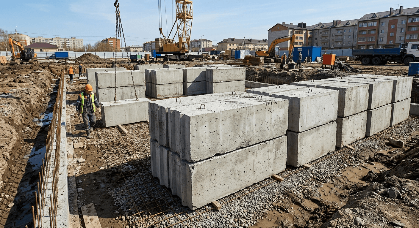 Фундаментные блоки ФБС: размеры, вес и характеристики