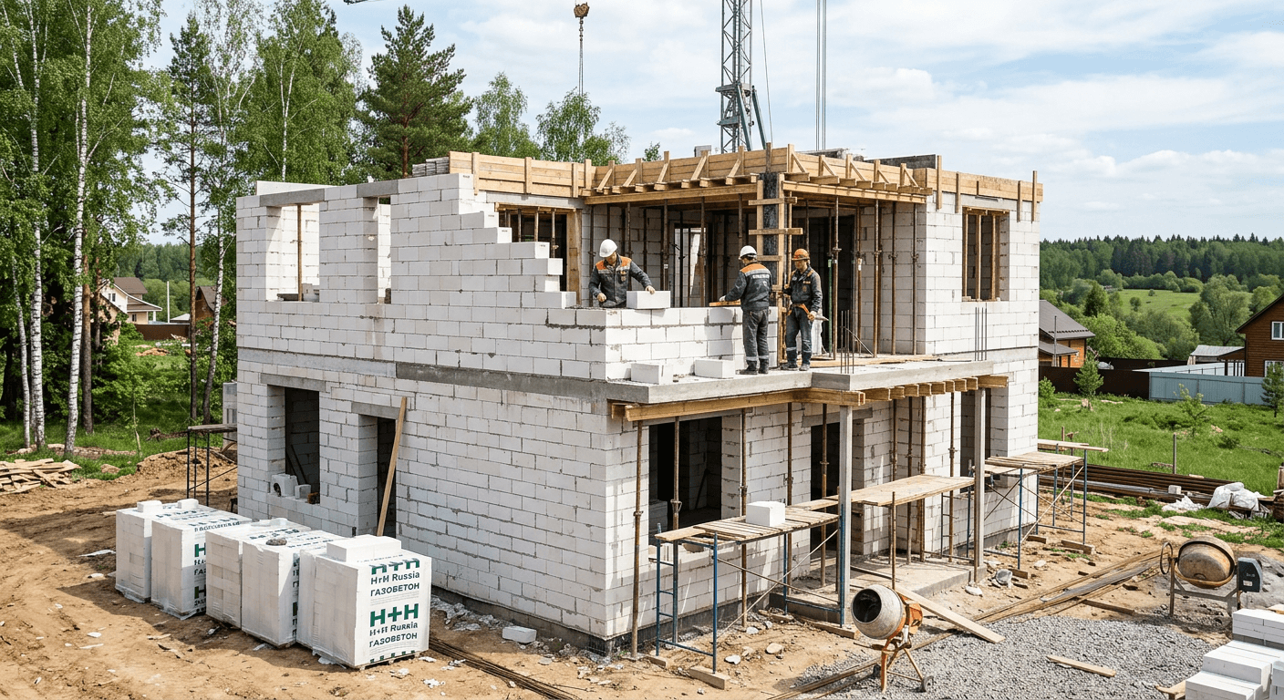 Строительство дома из газобетона: этапы, плюсы и минусы